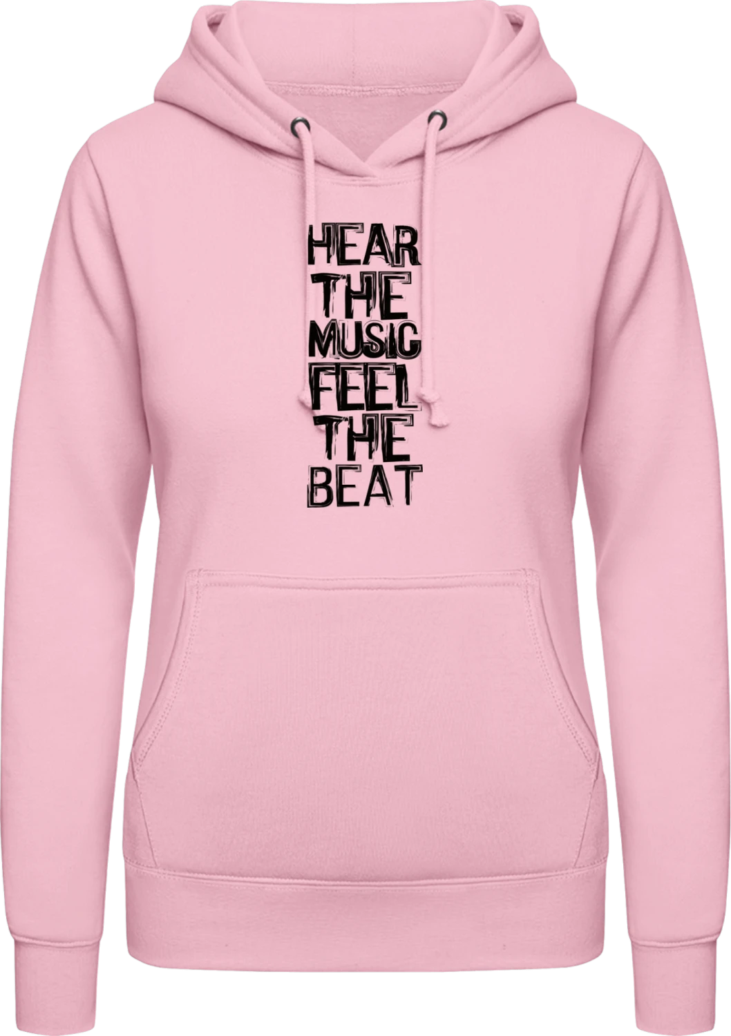 Hear The Music Feel The Beat - Baby pink AWDis ladies hoodie - Front