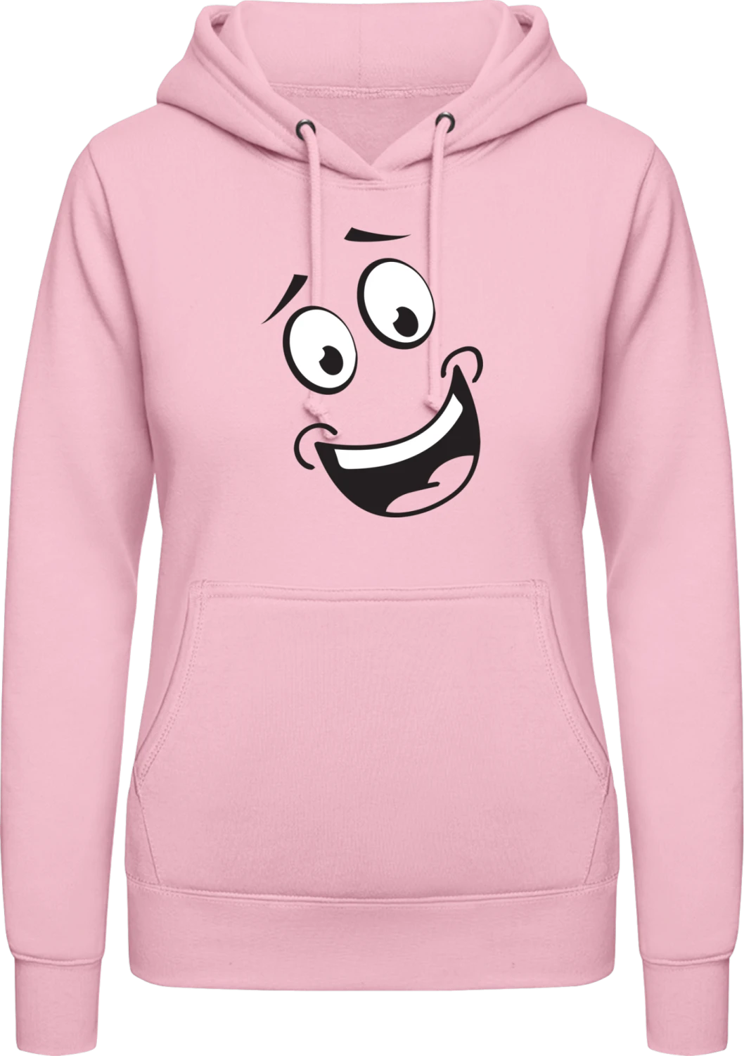 Happy Face Comic - Baby pink AWDis ladies hoodie - Front