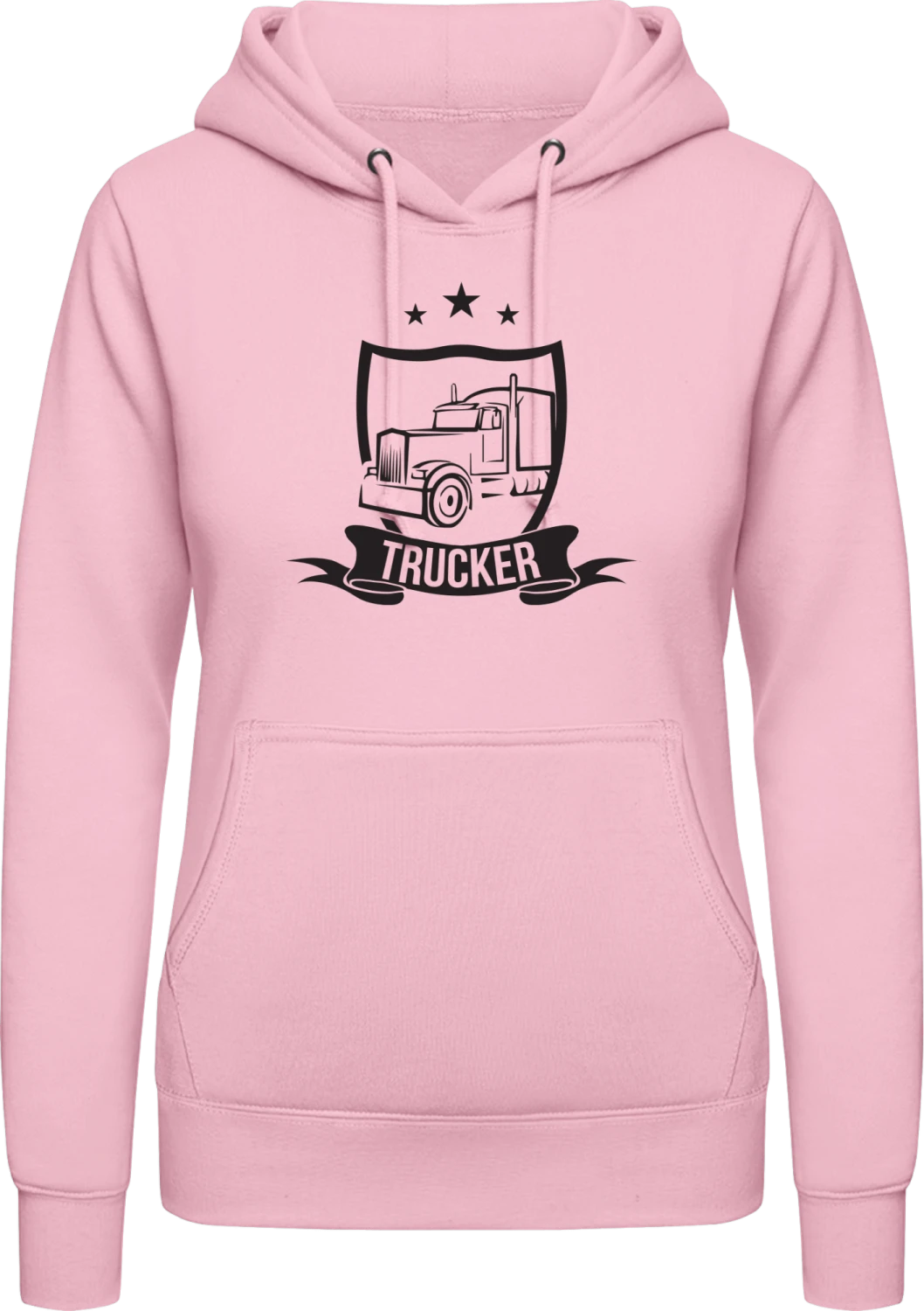 Trucker Logo - Baby pink AWDis ladies hoodie - Front