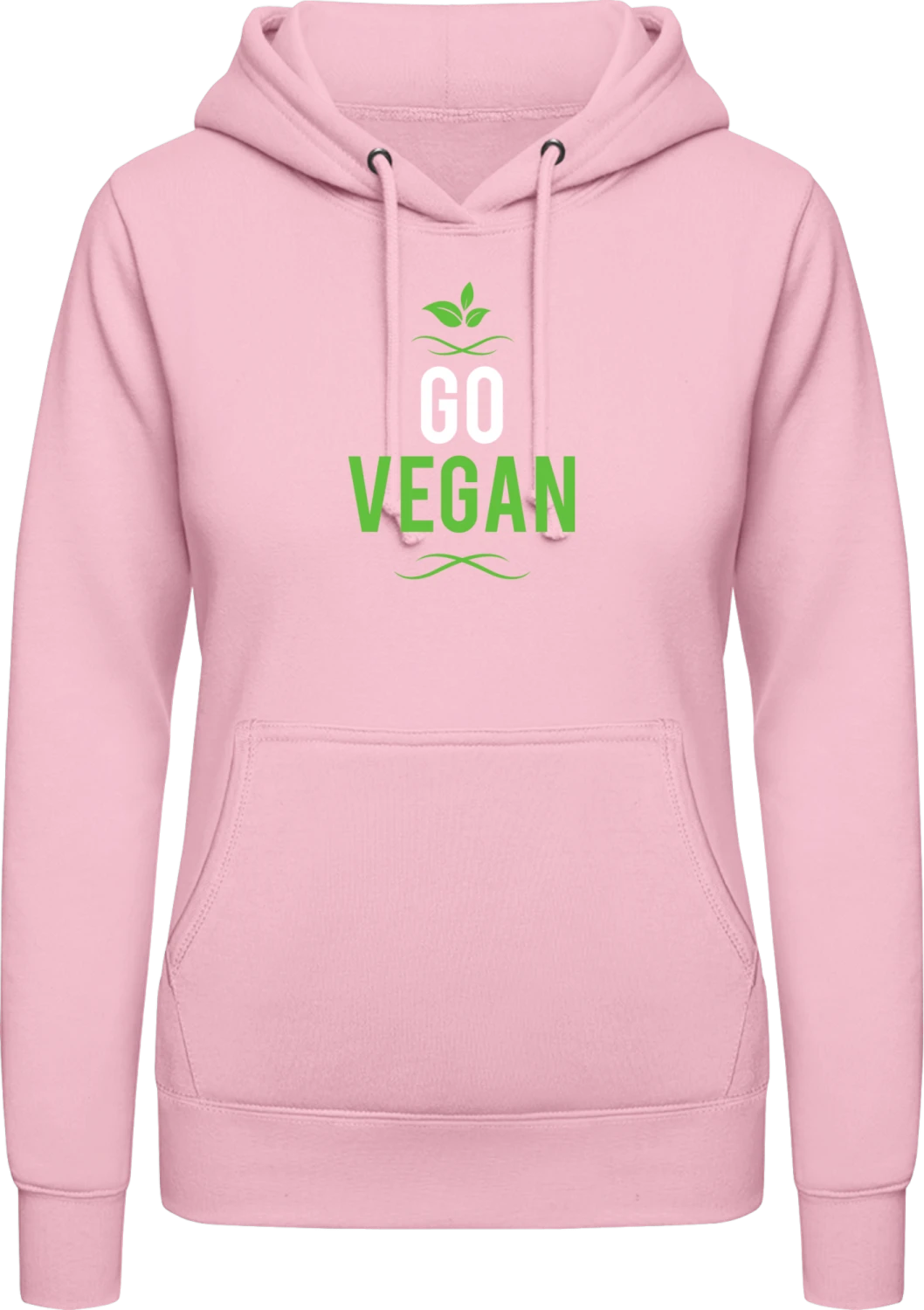 Go Vegan - Baby pink AWDis ladies hoodie - Front