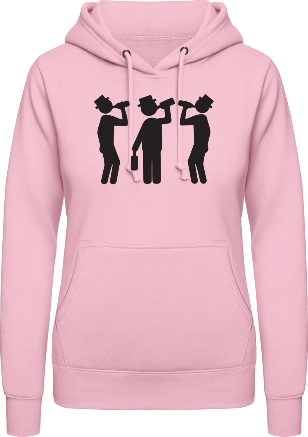 Drinking Group Silhouette - Baby pink AWDis ladies hoodie - Front