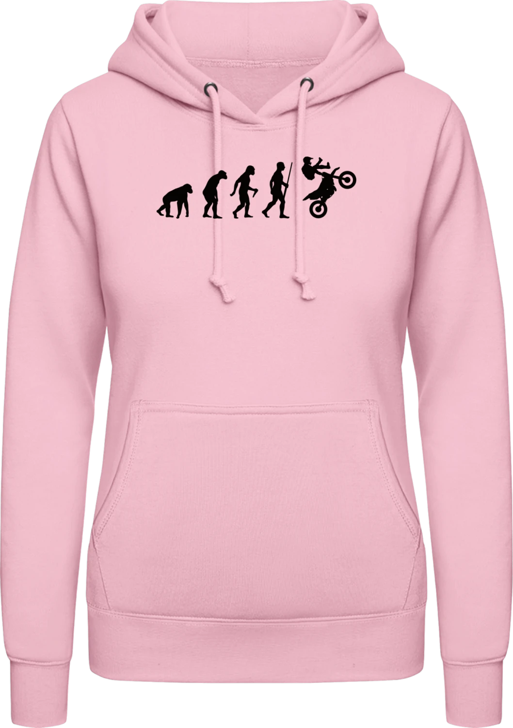 Motocross Biker Evolution - Baby pink AWDis ladies hoodie - Front