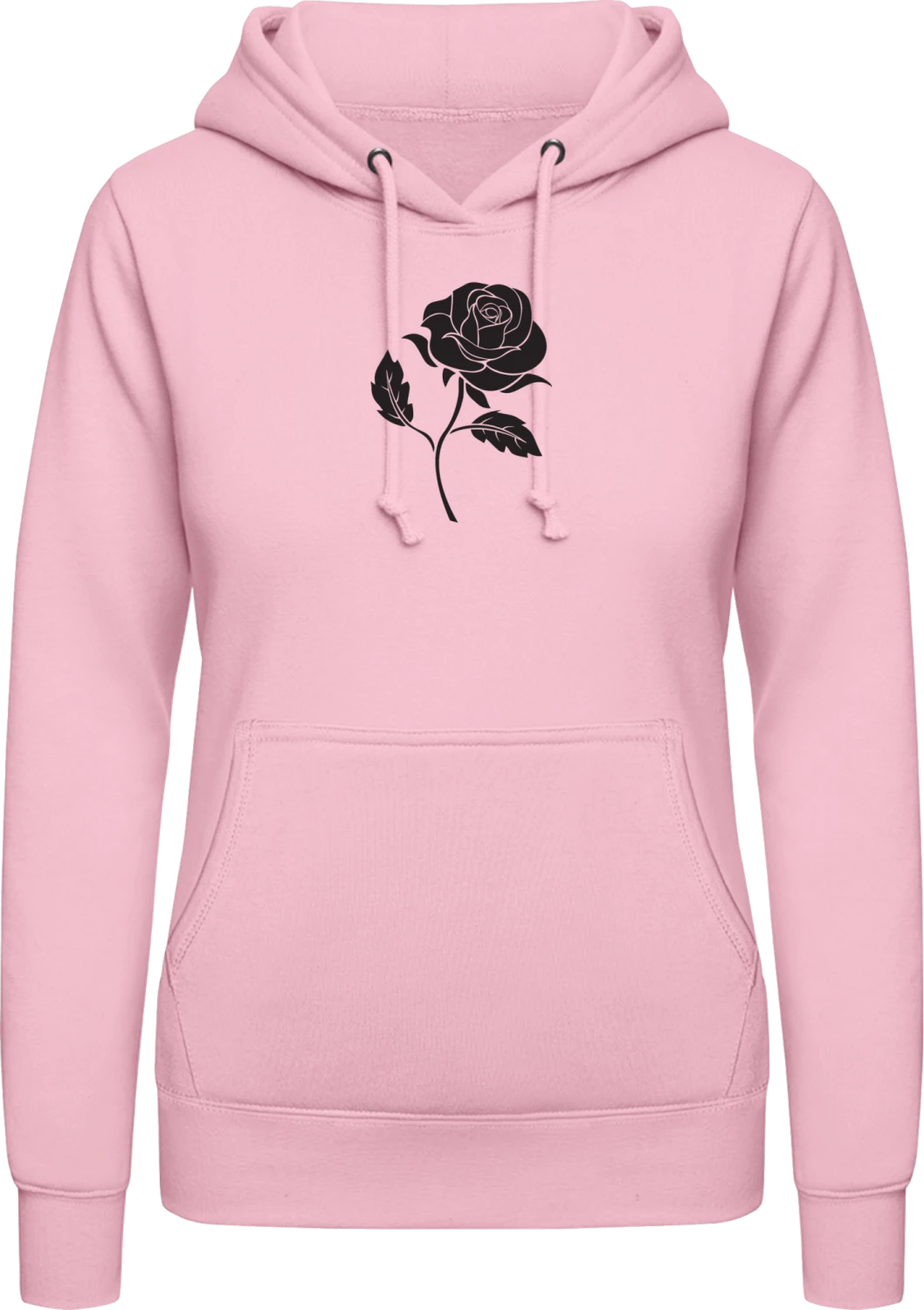 Rose Illustration - Baby pink AWDis ladies hoodie - Front