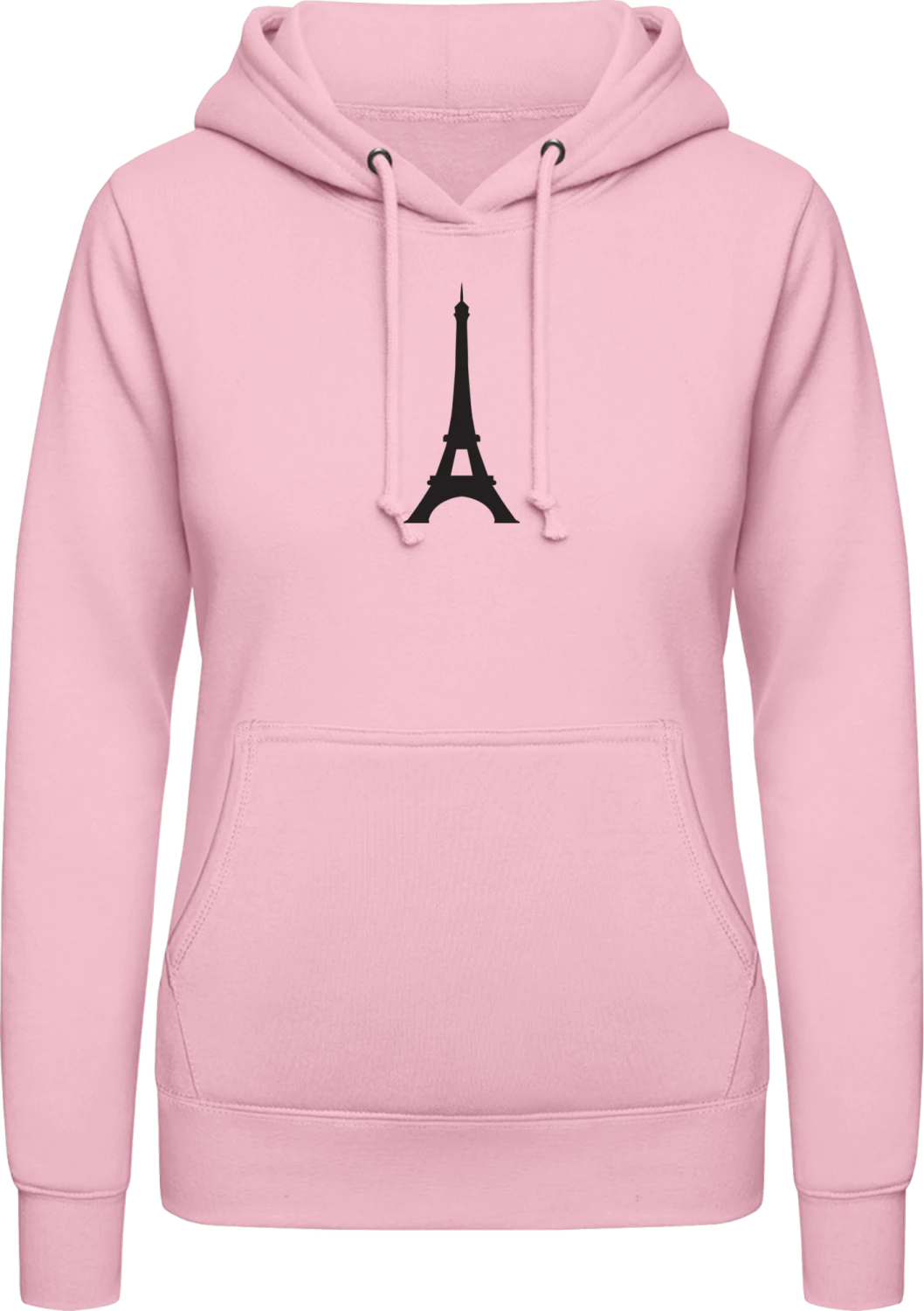 Eiffel Tower Silhouette - Baby pink AWDis ladies hoodie - Front