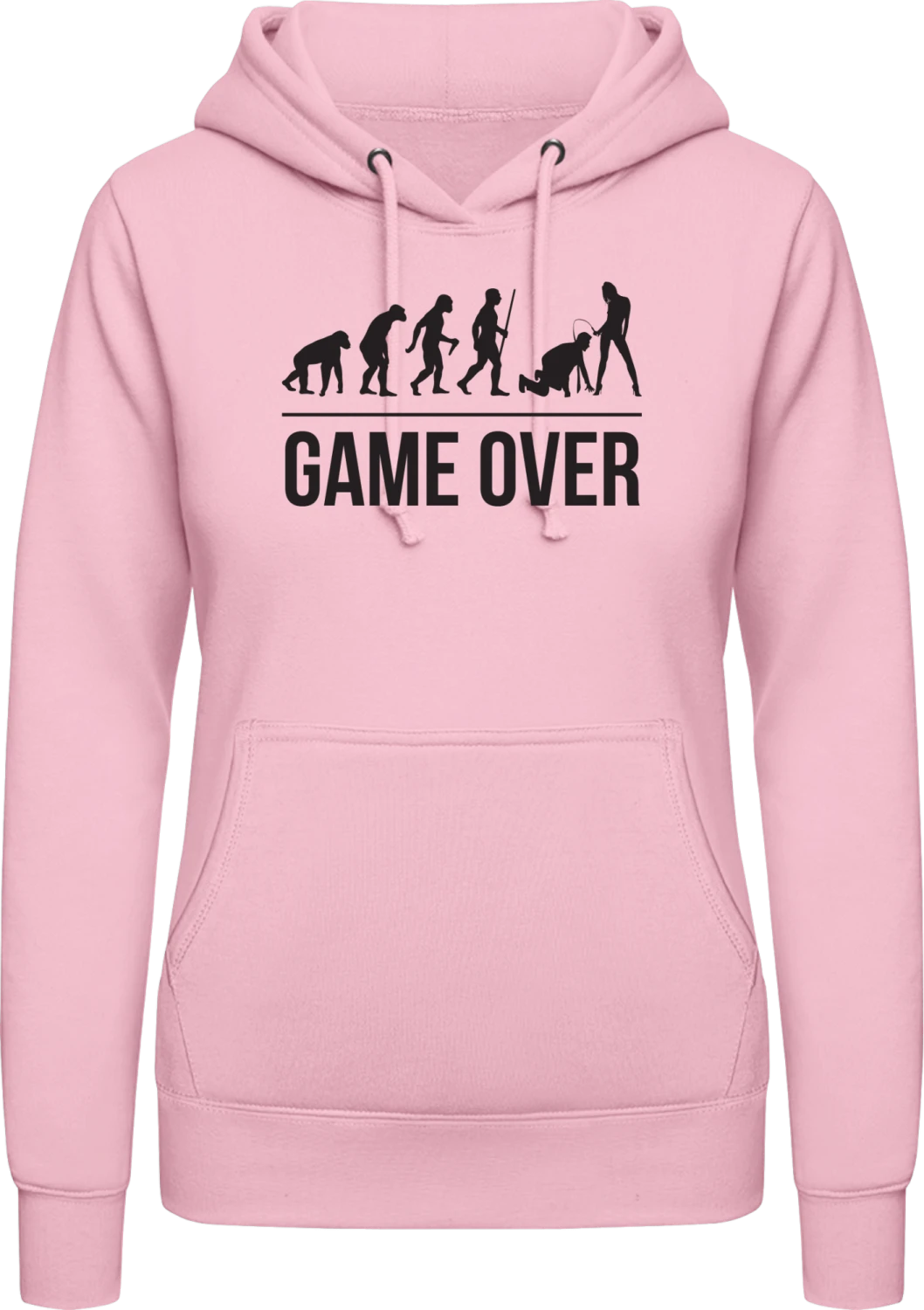 Game Over Man Evolution - Baby pink AWDis ladies hoodie - Front