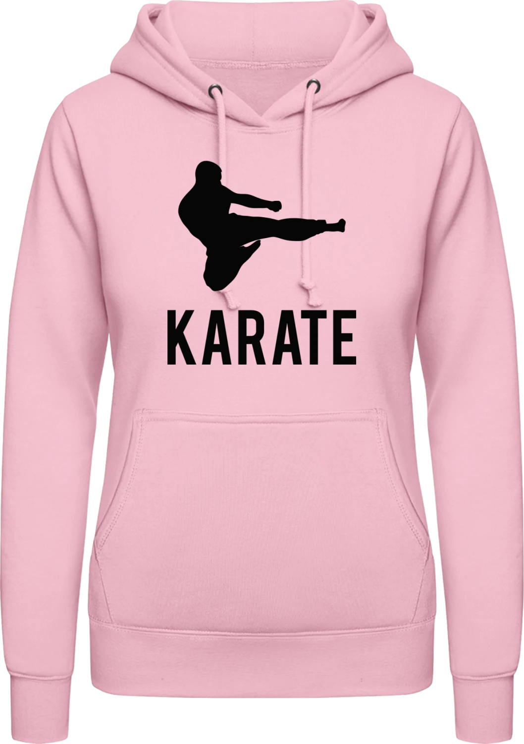 Karate - Baby pink AWDis ladies hoodie - Front