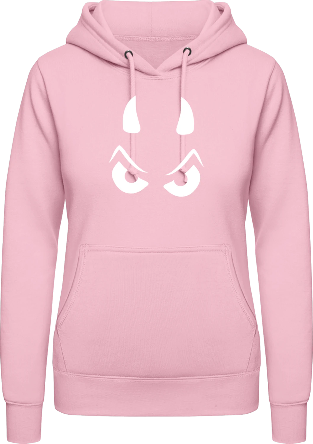 Little Devil Face - Baby pink AWDis ladies hoodie - Front