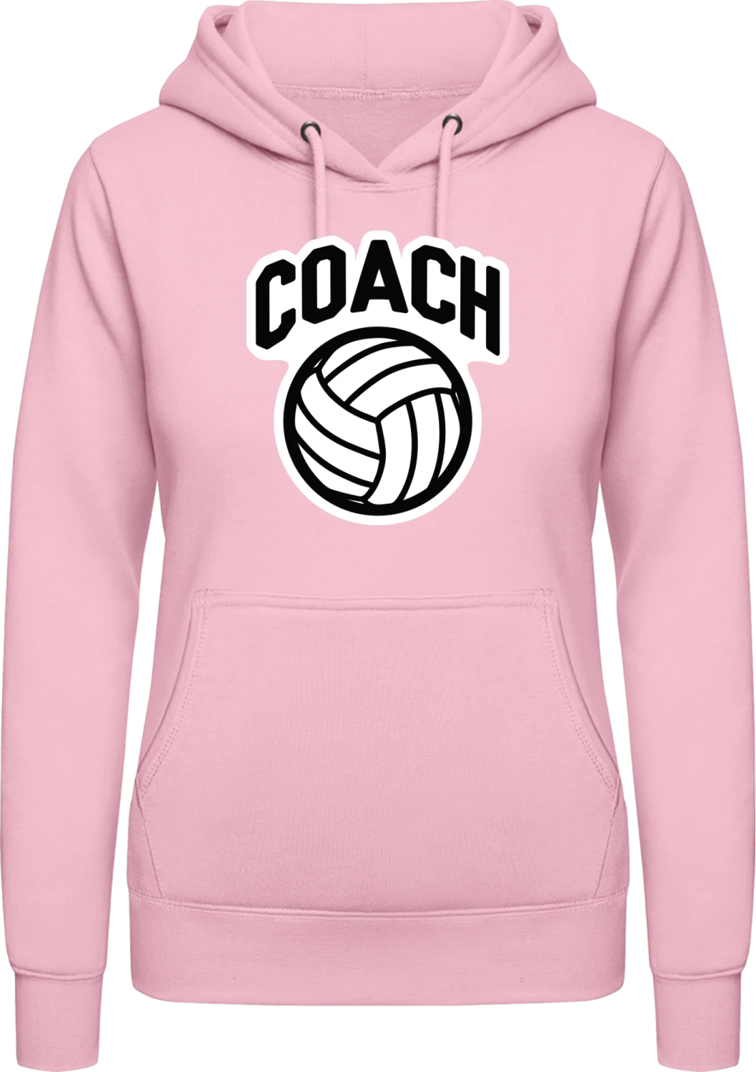 Volleyball Coach Logo - Baby pink AWDis ladies hoodie - Front