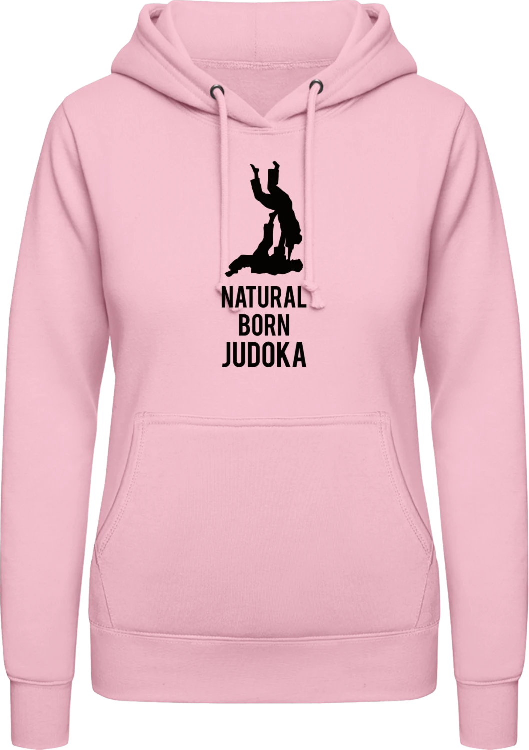 Natural Born Judoka - Baby pink AWDis ladies hoodie - Front