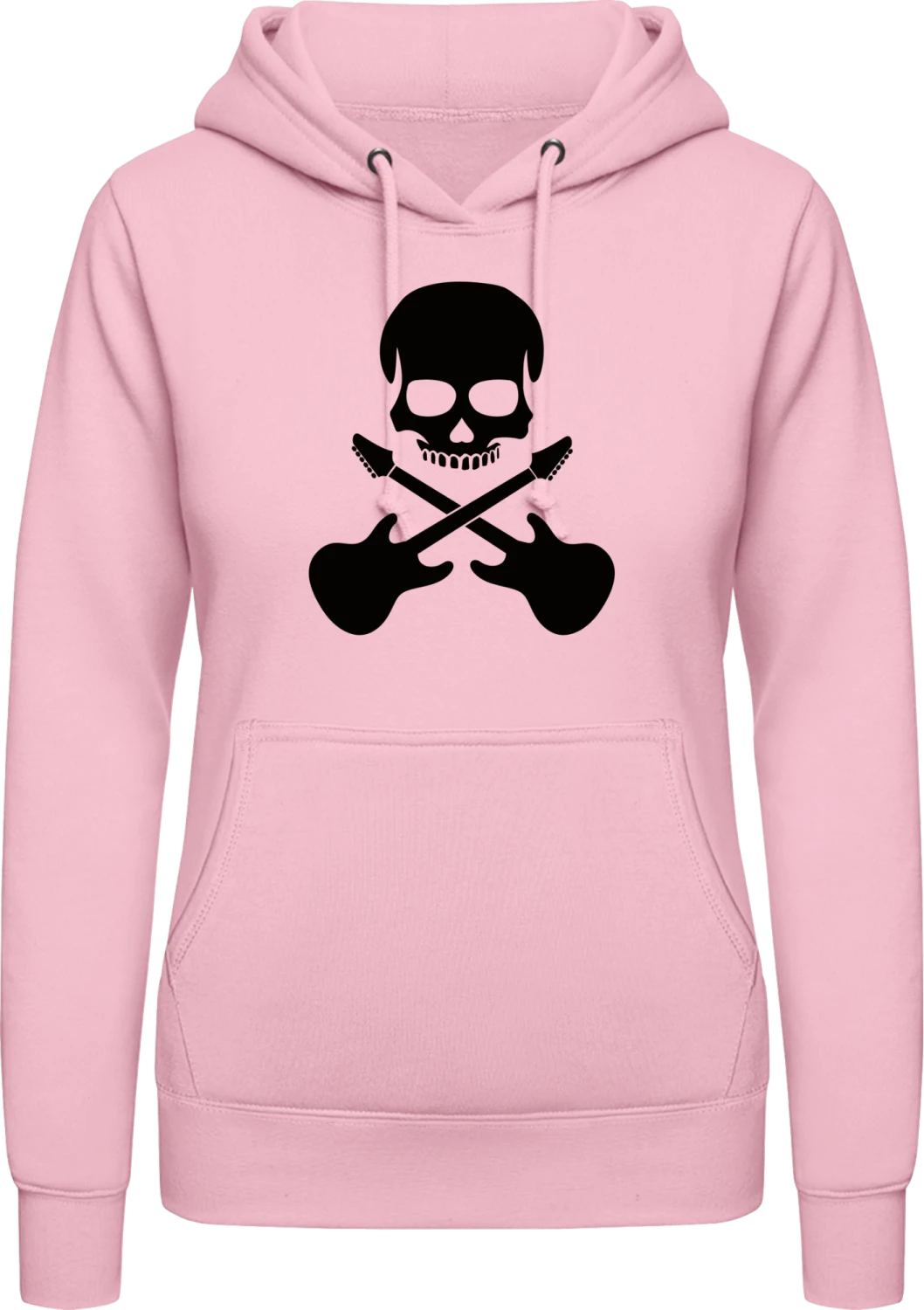 Guitarist Skull - Baby pink AWDis ladies hoodie - Front