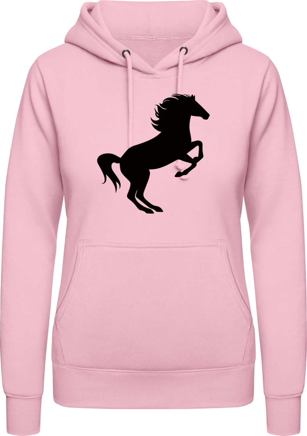 Horse Stallion Jumping - Baby pink AWDis ladies hoodie - Front