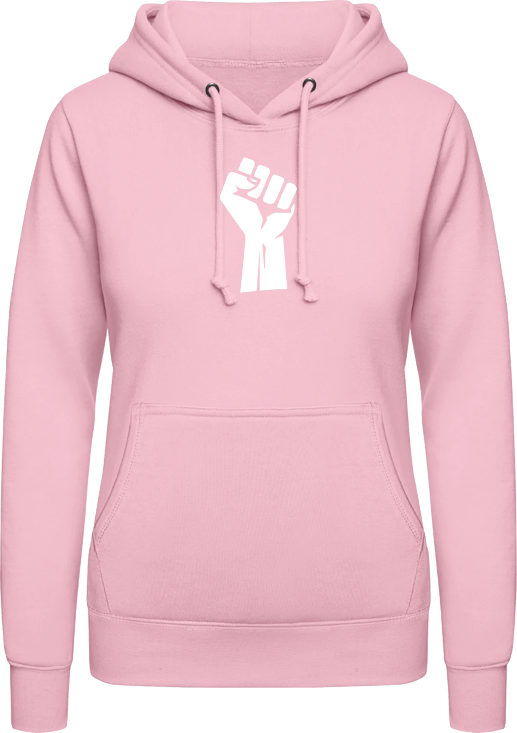 Revolution Fist - Baby pink AWDis ladies hoodie - Front