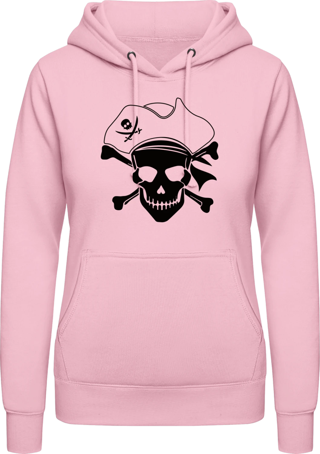 Pirate Skull With Hat - Baby pink AWDis ladies hoodie - Front