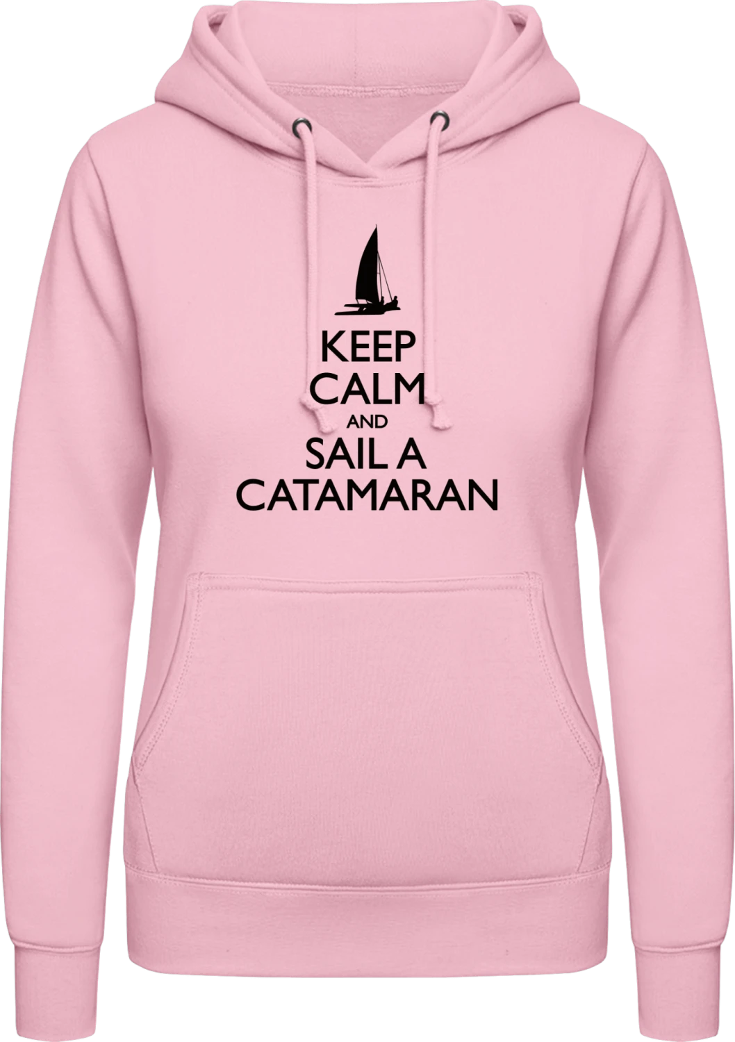 Keep Calm and Sail a Catamaran - Baby pink AWDis ladies hoodie - Front