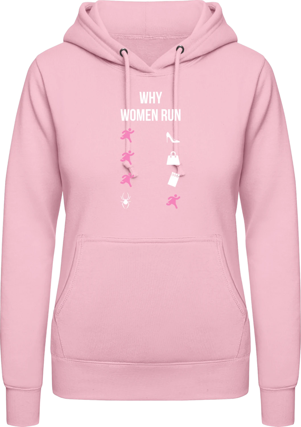 Why Women Run - Baby pink AWDis ladies hoodie - Front