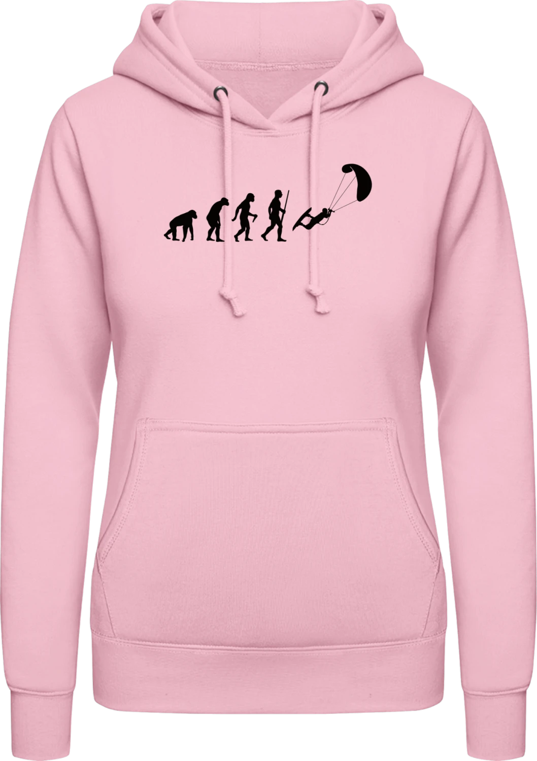 Kitesurfer Evolution - Baby pink AWDis ladies hoodie - Front