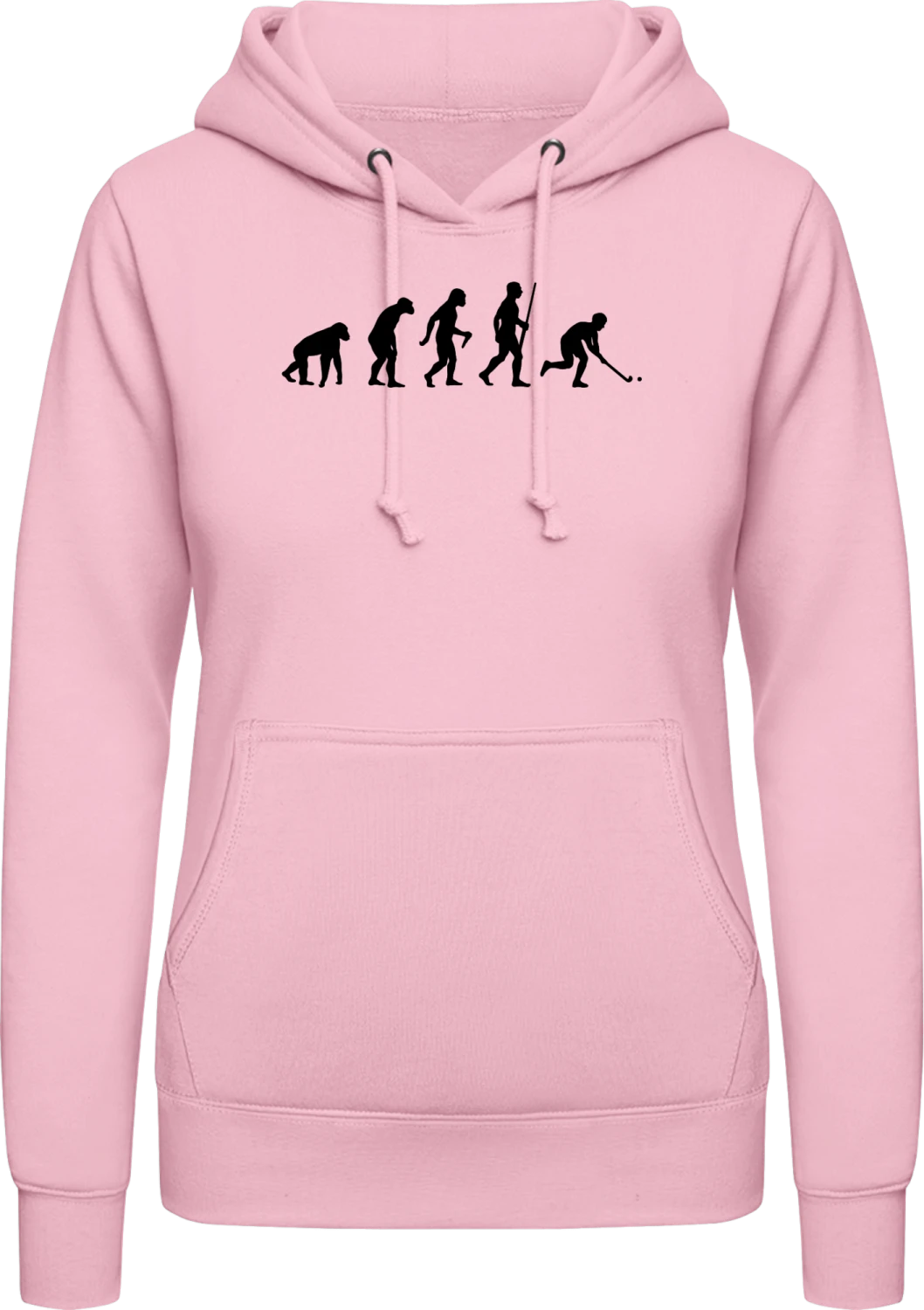 Hockey Evolution - Baby pink AWDis ladies hoodie - Front