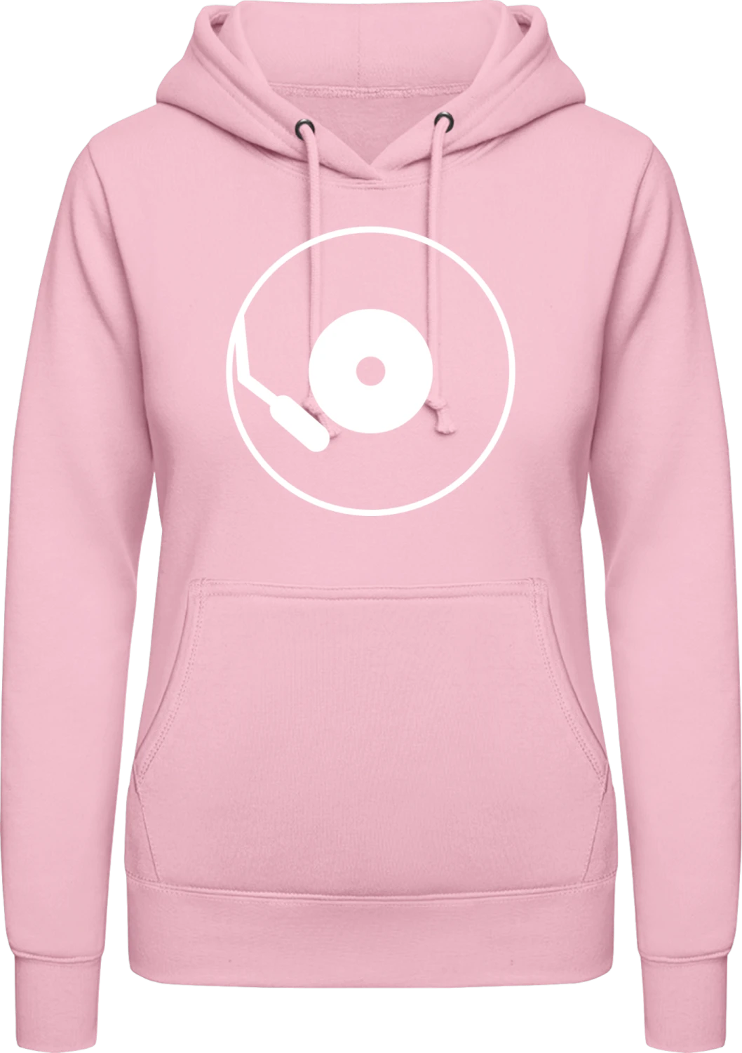 Schallplatte Outline - Baby pink AWDis ladies hoodie - Front