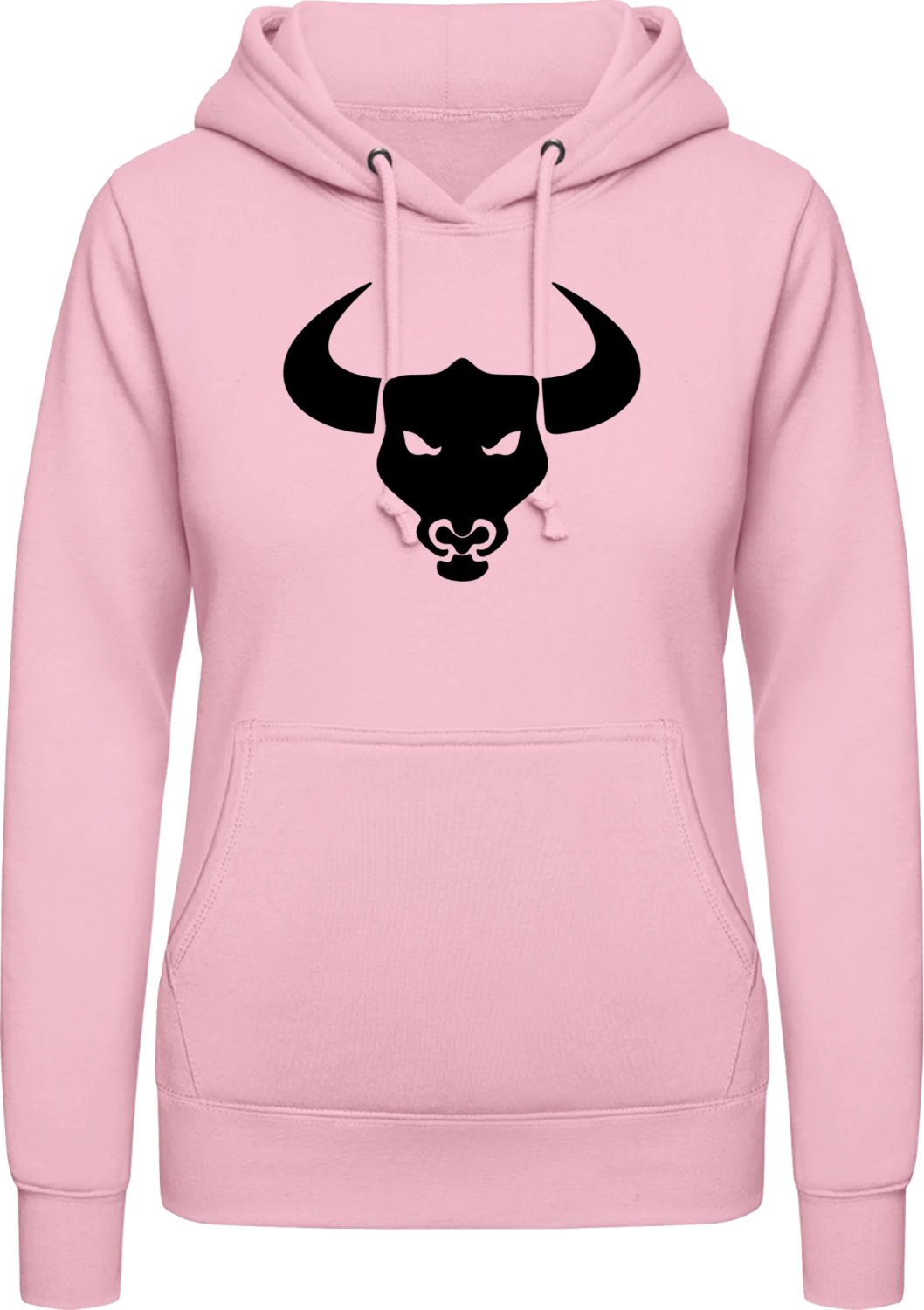 Bull Head - Baby pink AWDis ladies hoodie - Front