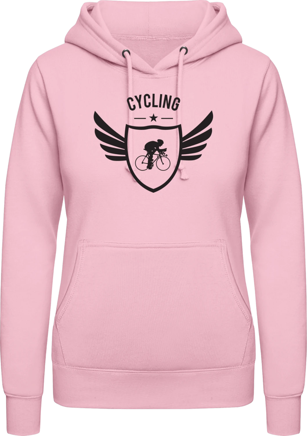 Cycling Star Winged - Baby pink AWDis ladies hoodie - Front