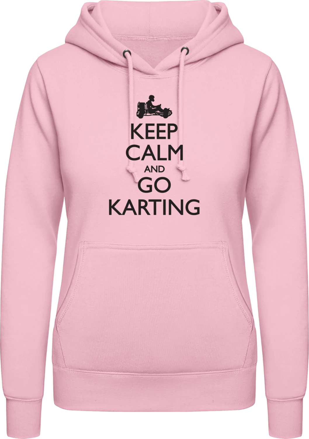 Keep Calm and go Karting - Baby pink AWDis ladies hoodie - Front