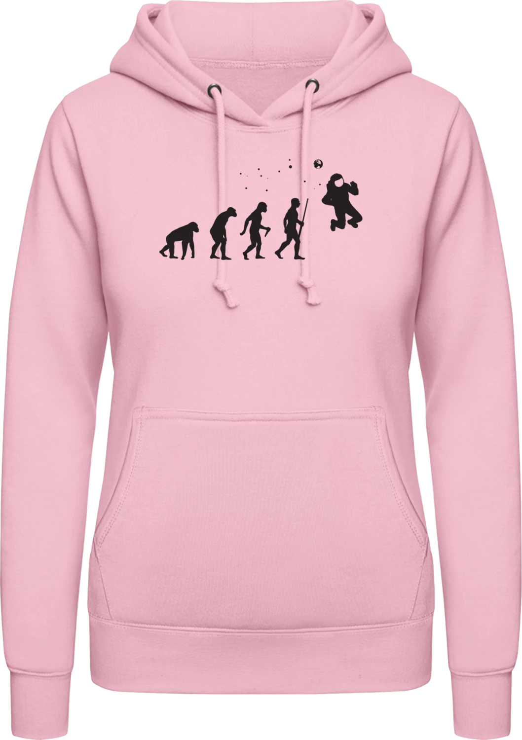 Cosmonaut Evolution - Baby pink AWDis ladies hoodie - Front