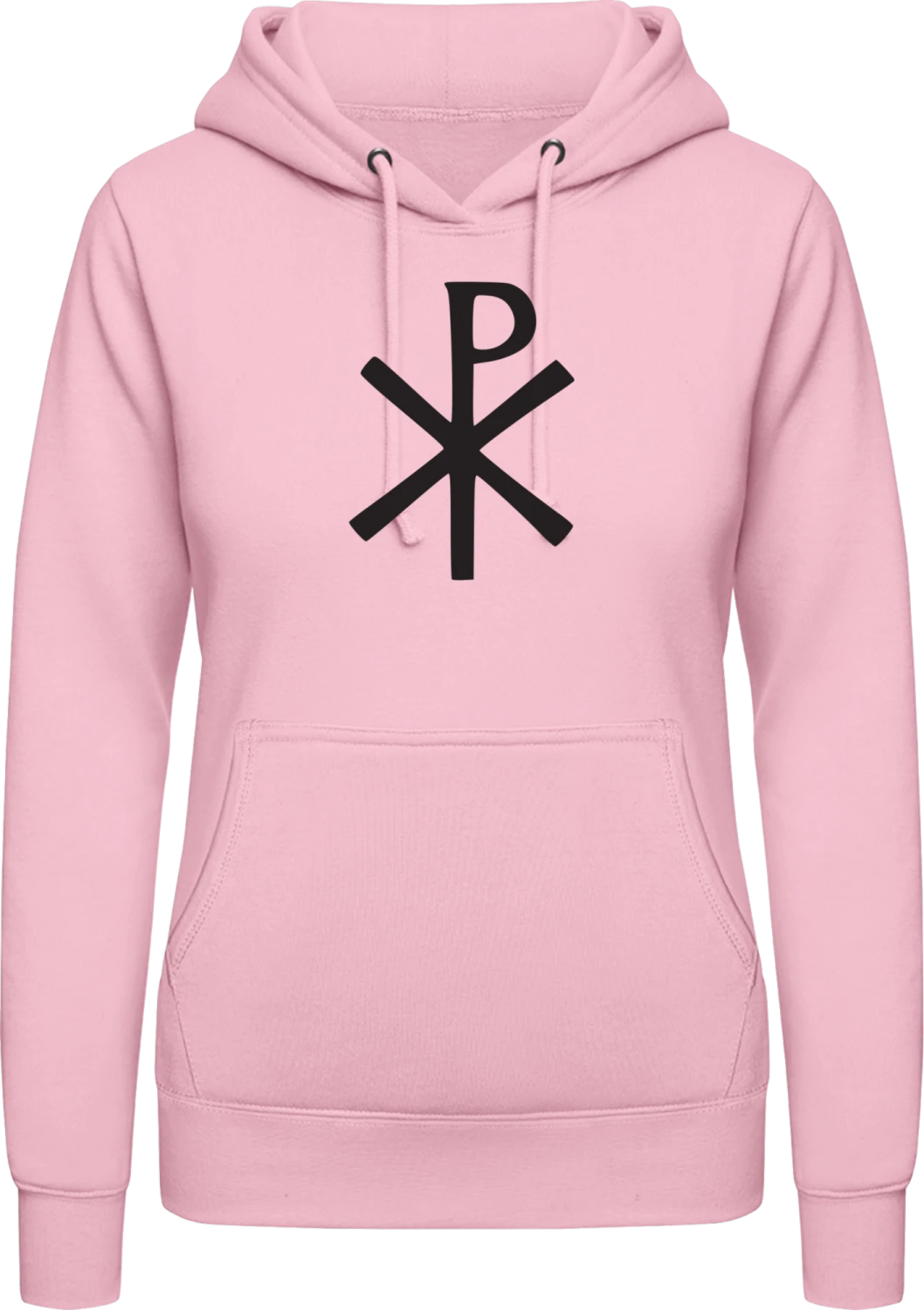 Chi Rho - Baby pink AWDis ladies hoodie - Front