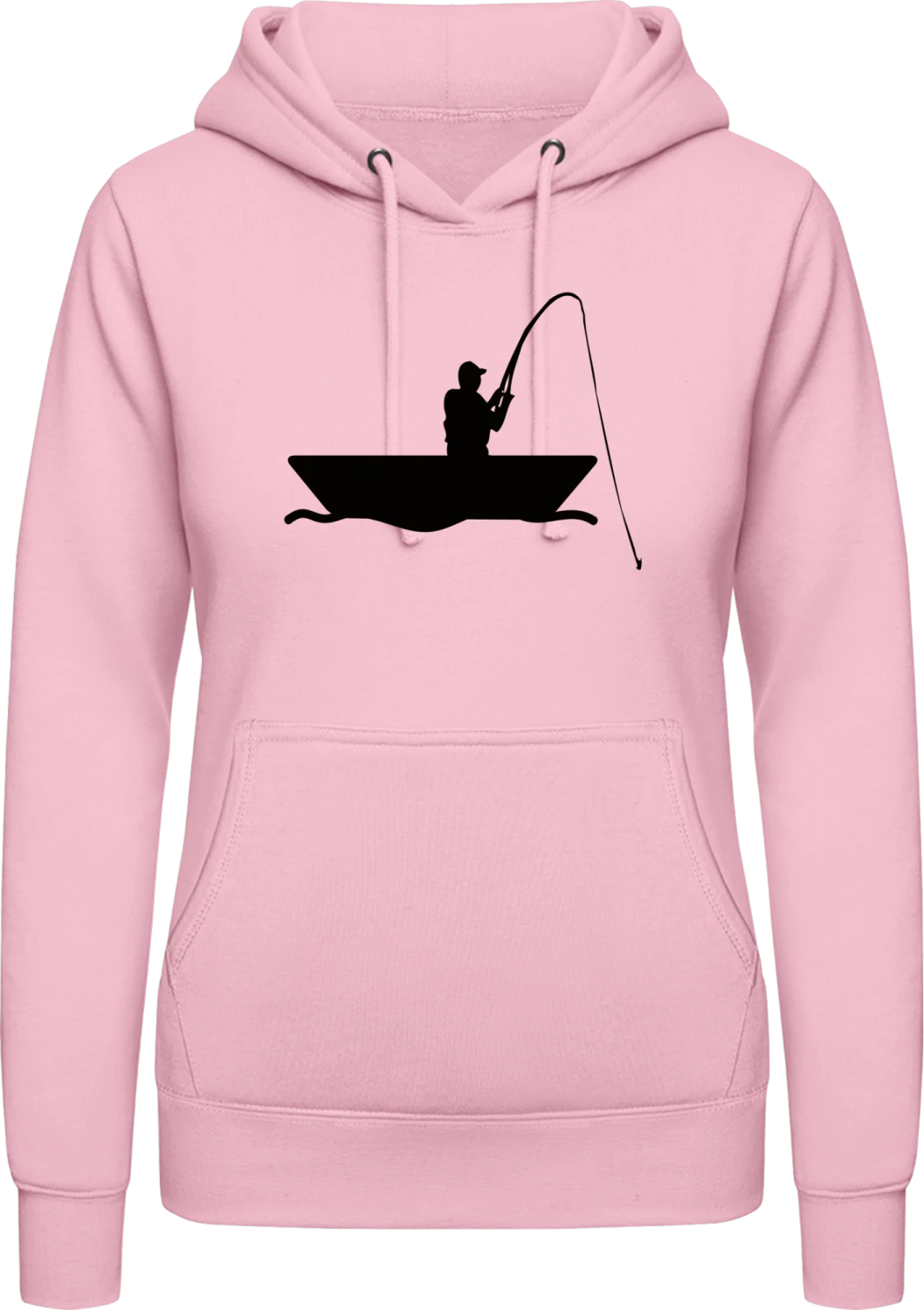 Fisherboat Angler - Baby pink AWDis ladies hoodie - Front