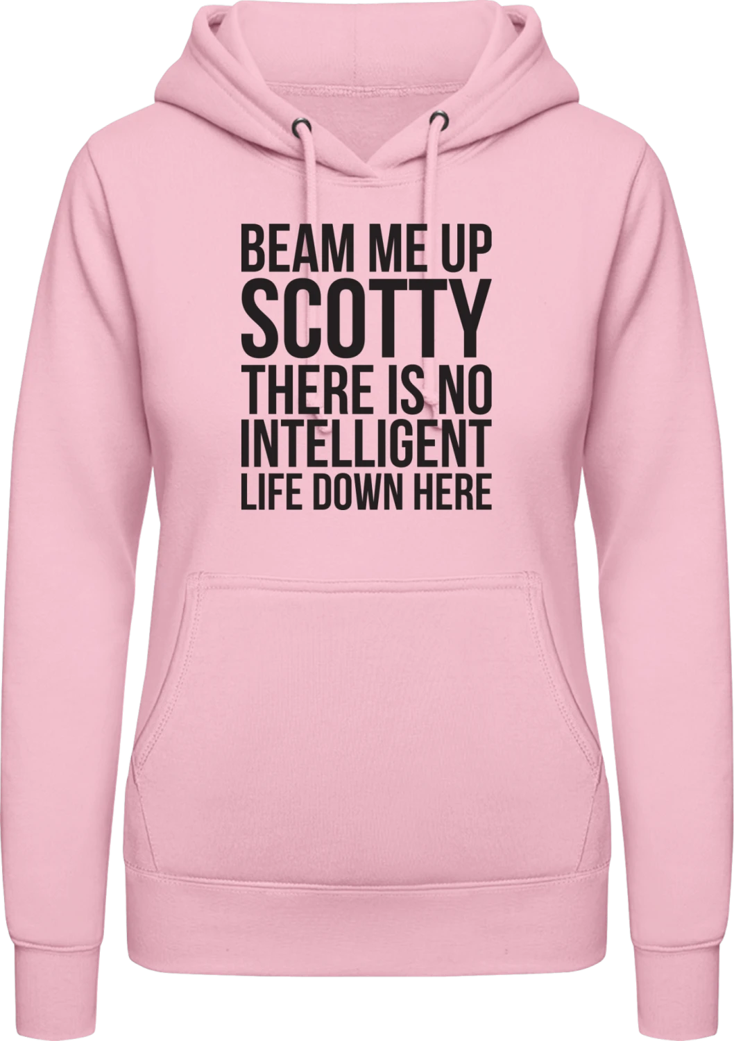 Beam Me Up - Baby pink AWDis ladies hoodie - Front