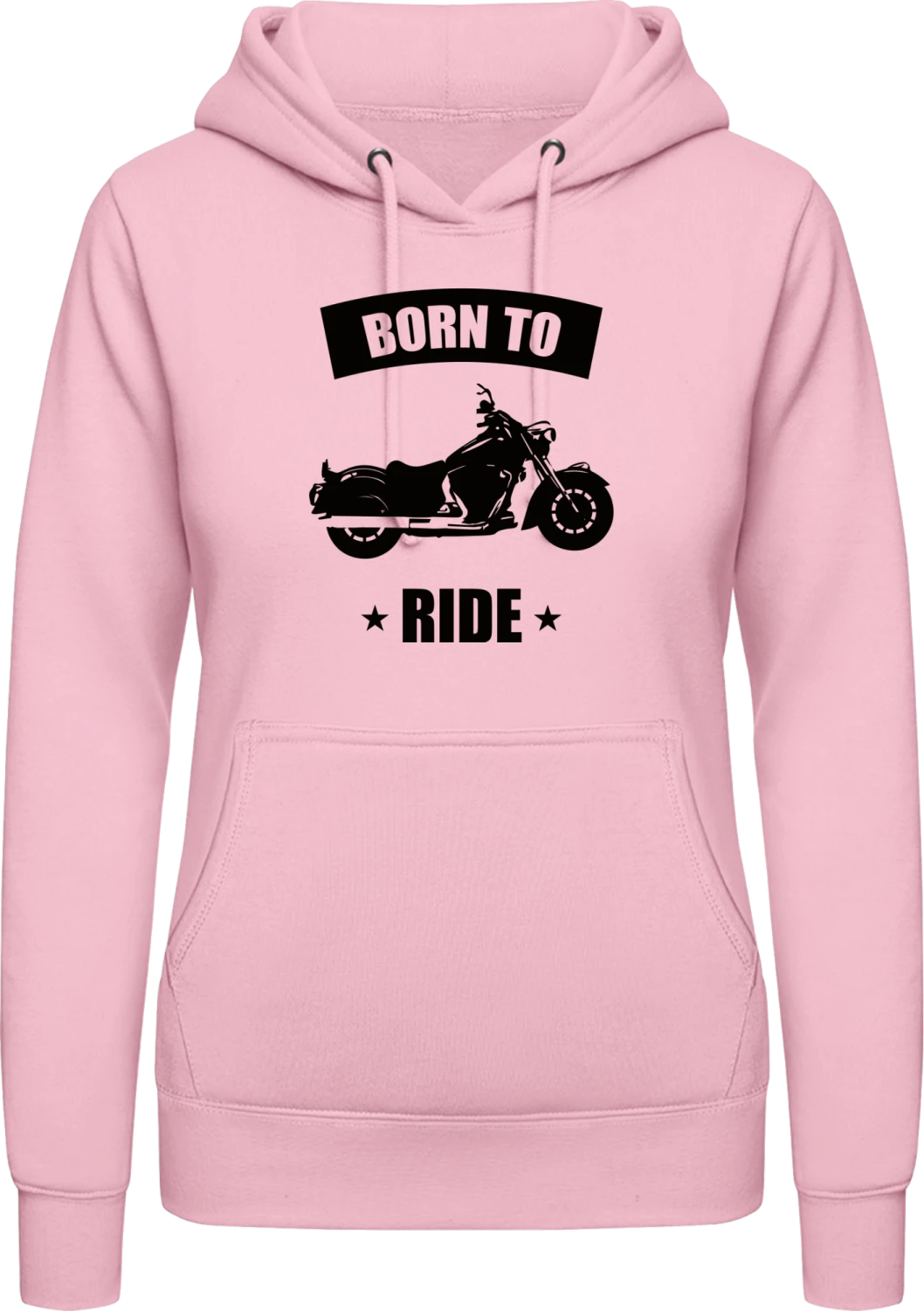 Born To Ride Motorbikes - Baby pink AWDis ladies hoodie - Front