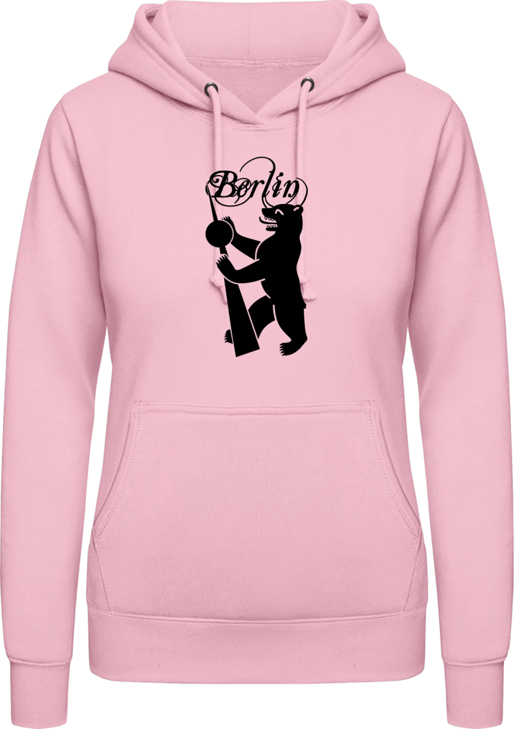 Berlin Bär - Baby pink AWDis ladies hoodie - Front