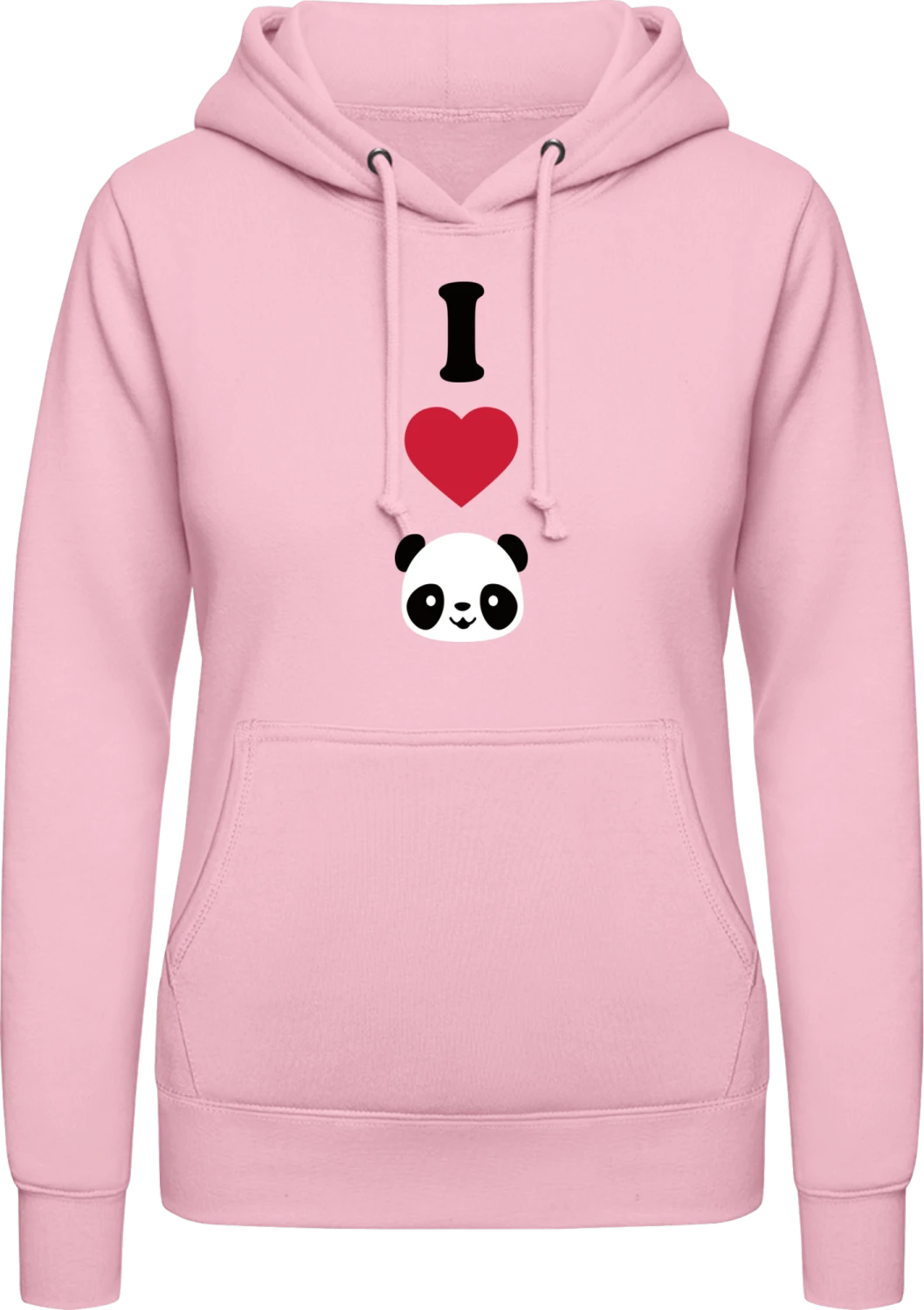 I Love Pandas - Baby pink AWDis ladies hoodie - Front