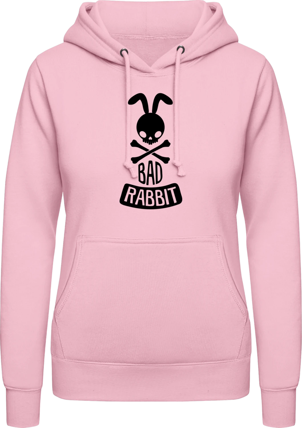 Bad Rabbit Skull - Baby pink AWDis ladies hoodie - Front