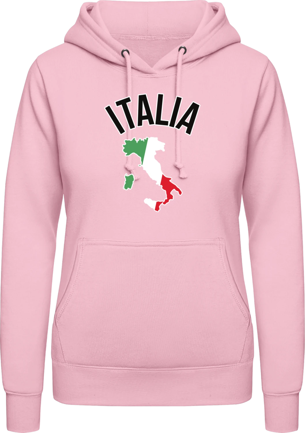 Italia Map - Baby pink AWDis ladies hoodie - Front