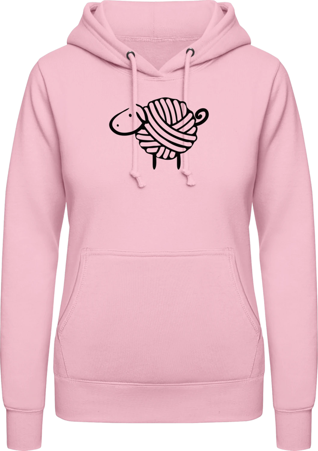 Wool Sheep - Baby pink AWDis ladies hoodie - Front