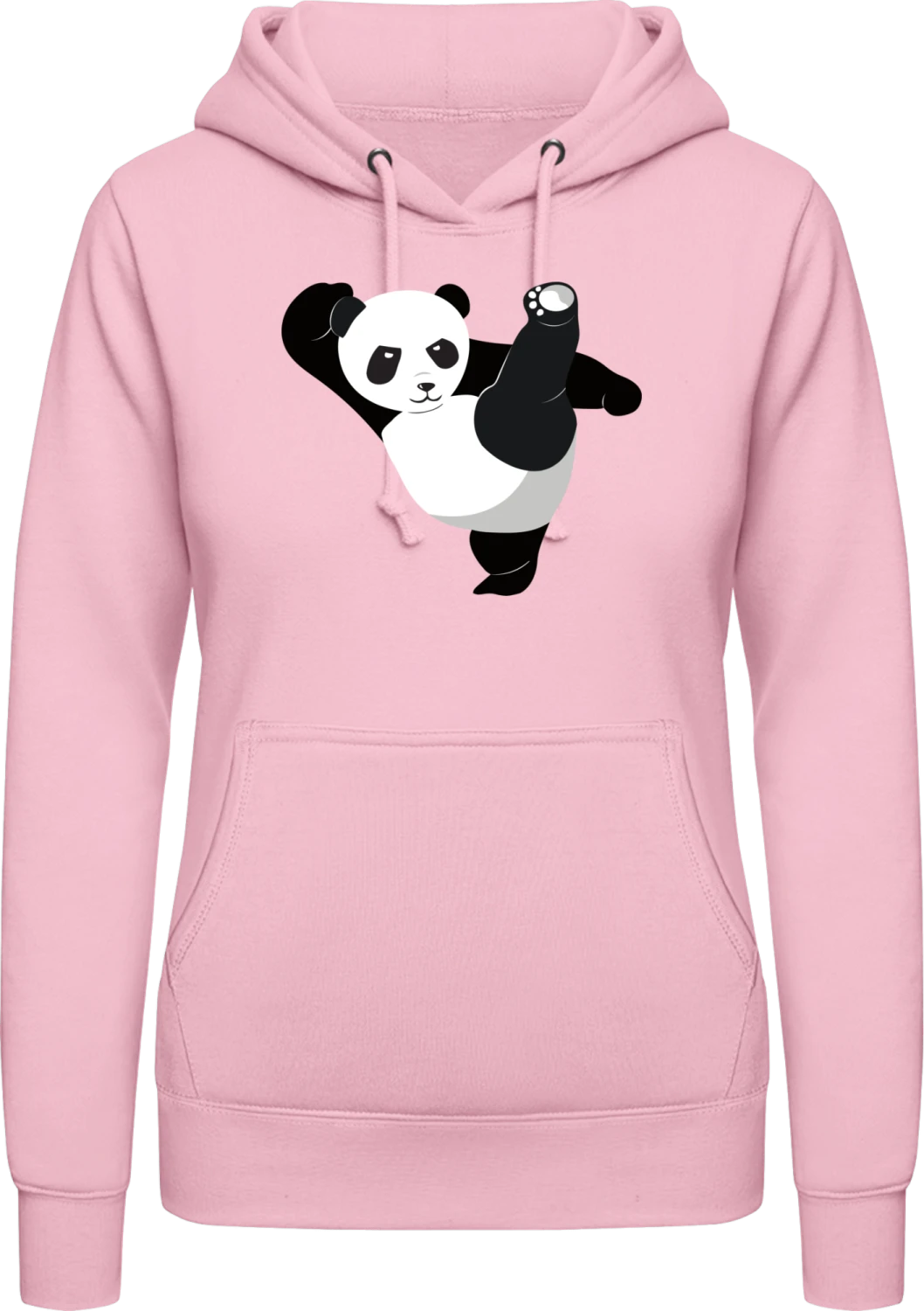 Karate Panda  - Baby pink AWDis ladies hoodie - Front