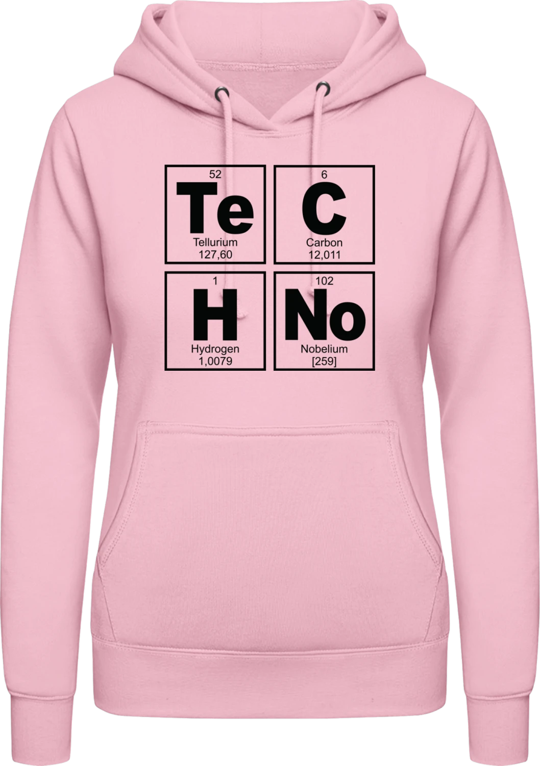 Techno Periodic Table - Baby pink AWDis ladies hoodie - Front