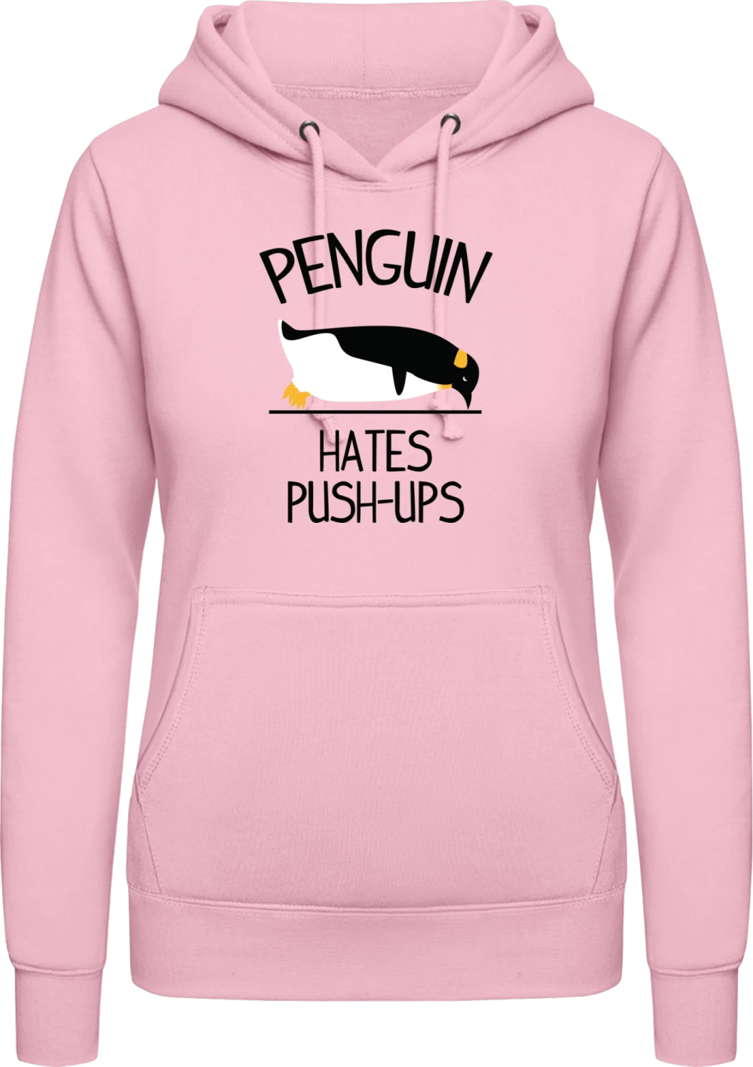 Penguins Hate Push Ups - Baby pink AWDis ladies hoodie - Front