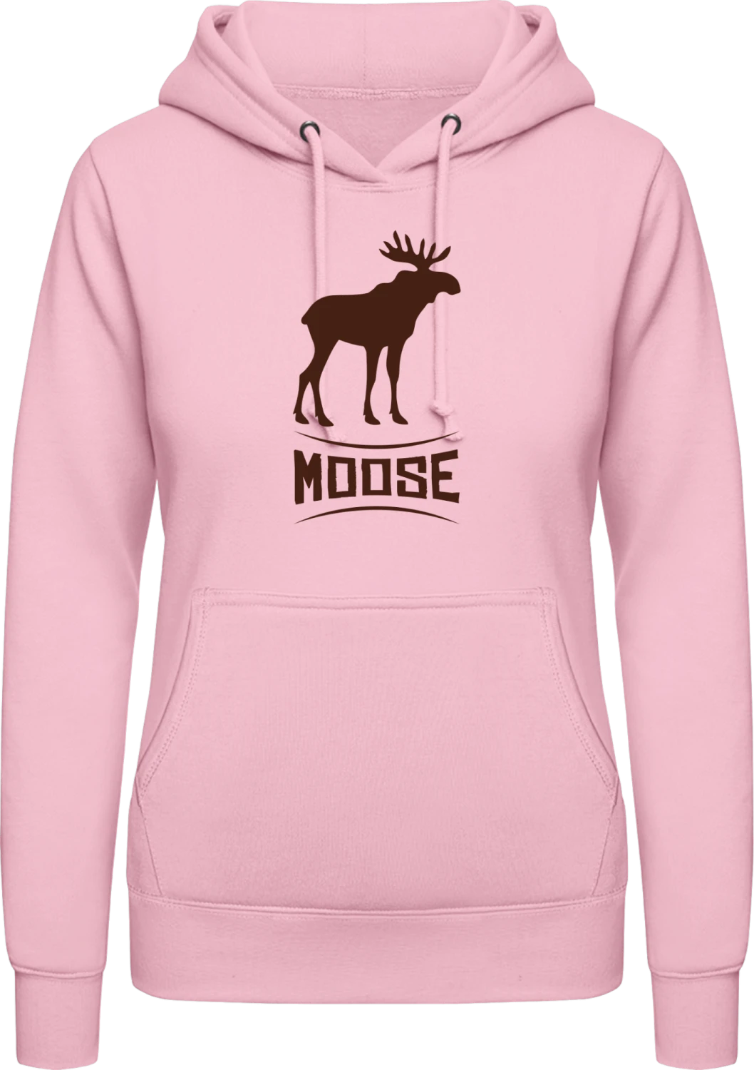 Moose Logo - Baby pink AWDis ladies hoodie - Front