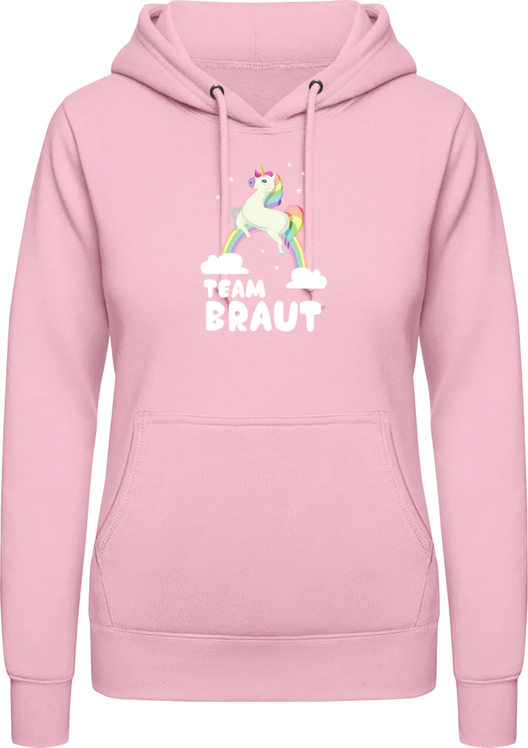 Team Braut Einhorn - Baby pink AWDis ladies hoodie - Front