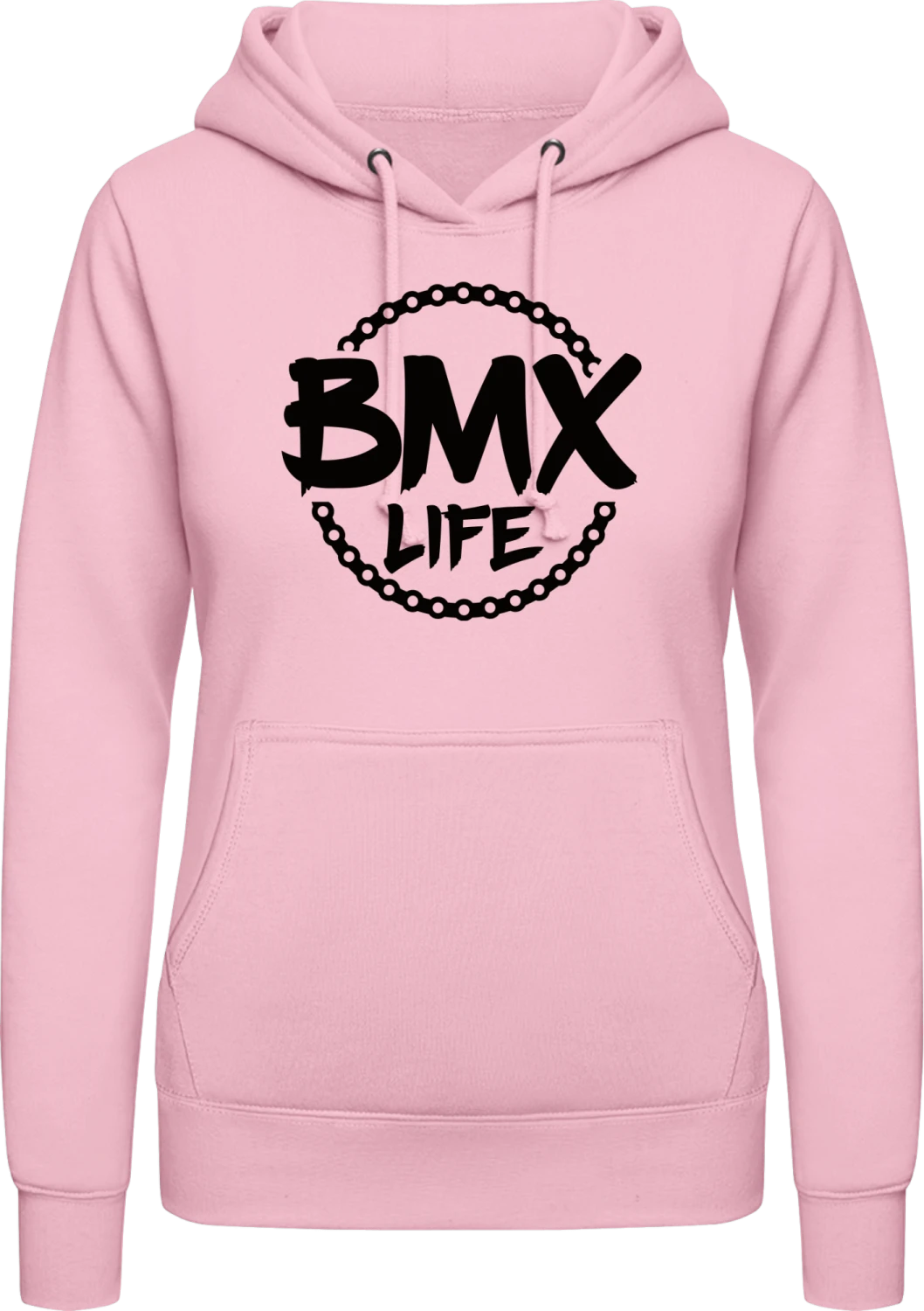 BMX Life - Baby pink AWDis ladies hoodie - Front