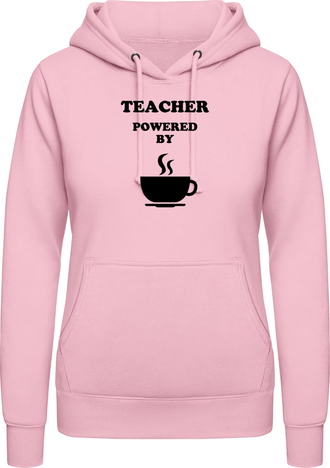 Teacher Powered By Coffee - Baby pink AWDis ladies hoodie - Front