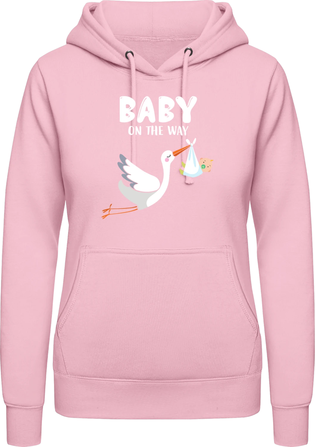 Baby On The Way - Baby pink AWDis ladies hoodie - Front