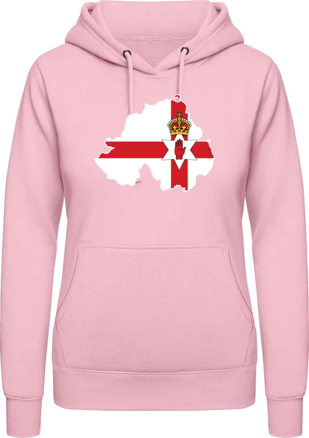 Northern Ireland Map - Baby pink AWDis ladies hoodie - Front