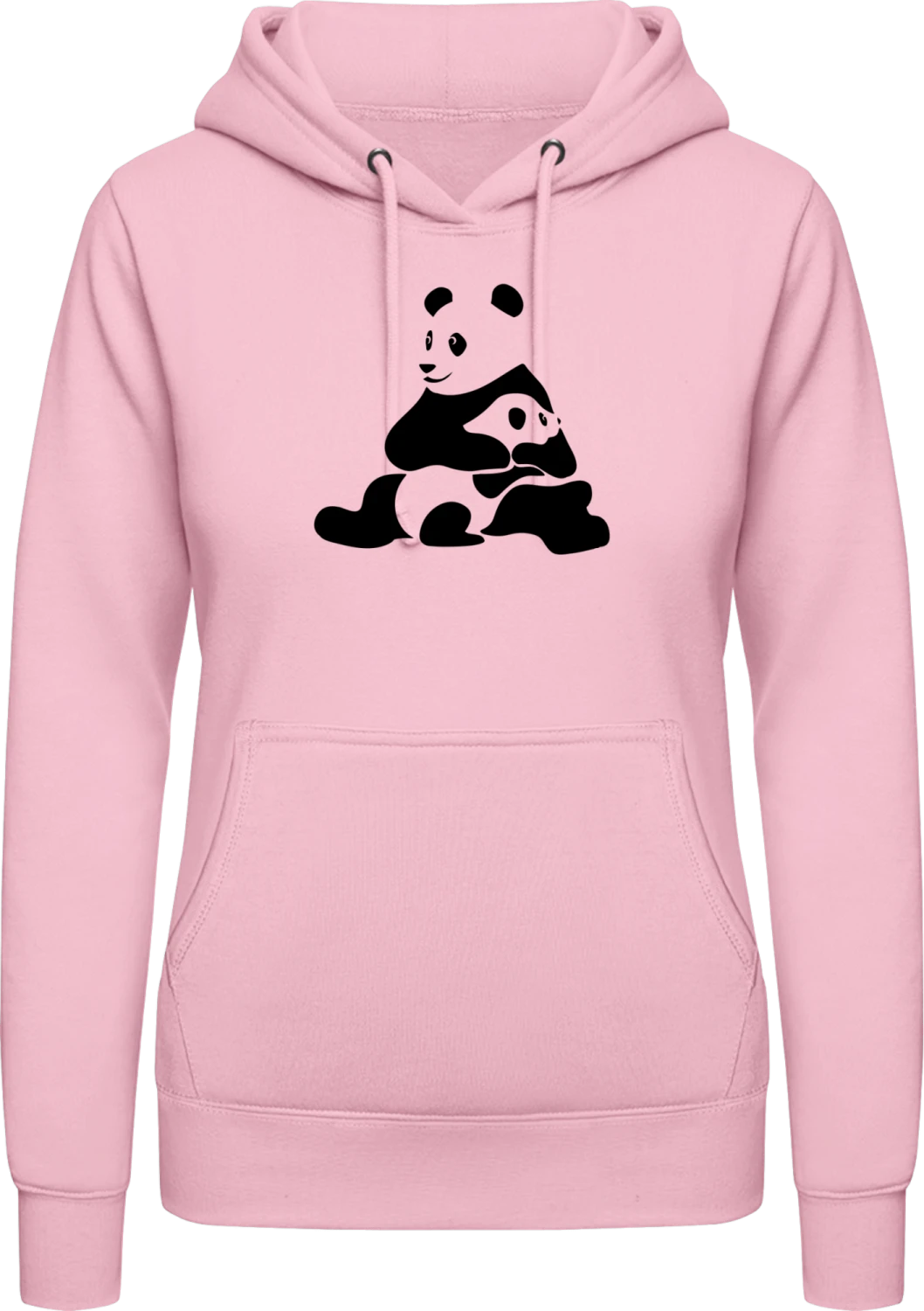 Panda Mama And Baby - Baby pink AWDis ladies hoodie - Front