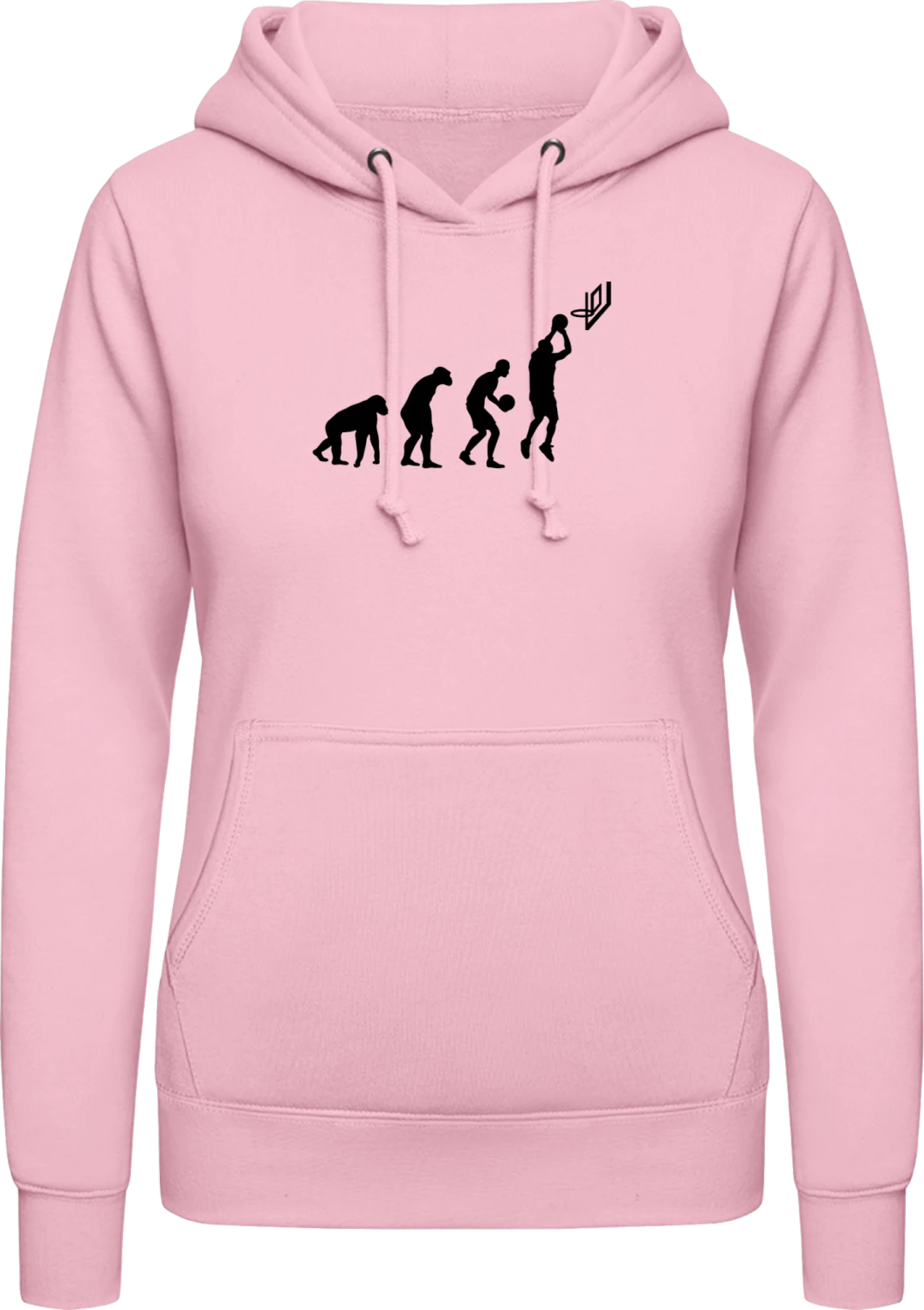 Basketball Evolution Hoop - Baby pink AWDis ladies hoodie - Front