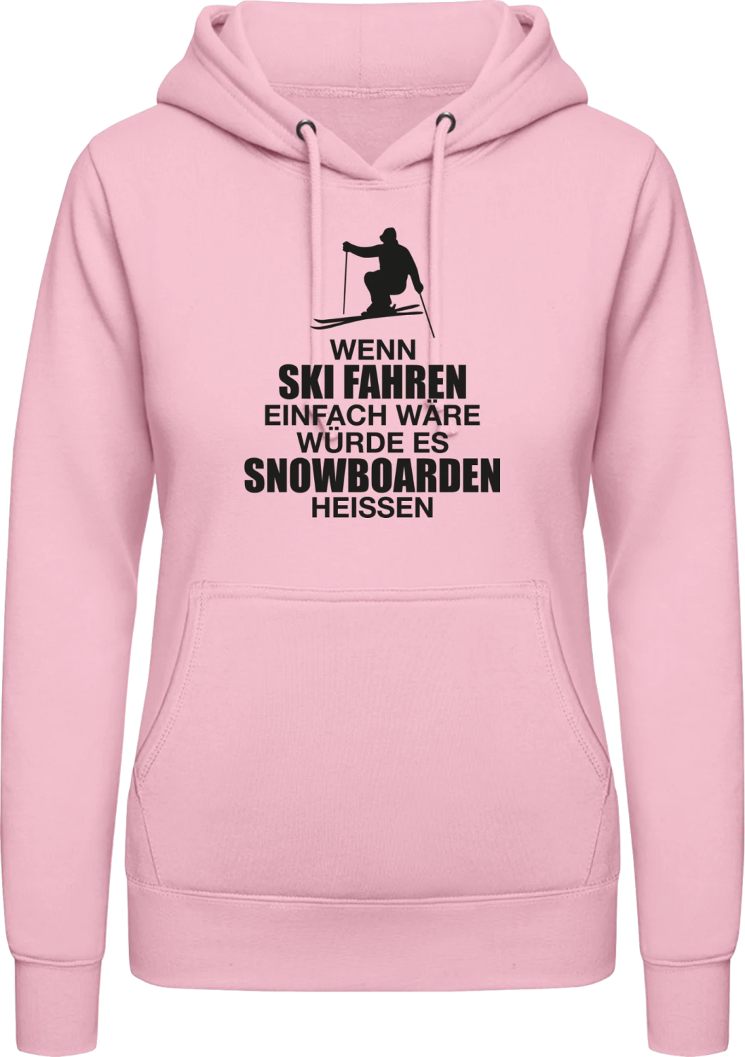 Wenn Ski fahren einfach wäre - Baby pink AWDis ladies hoodie - Front