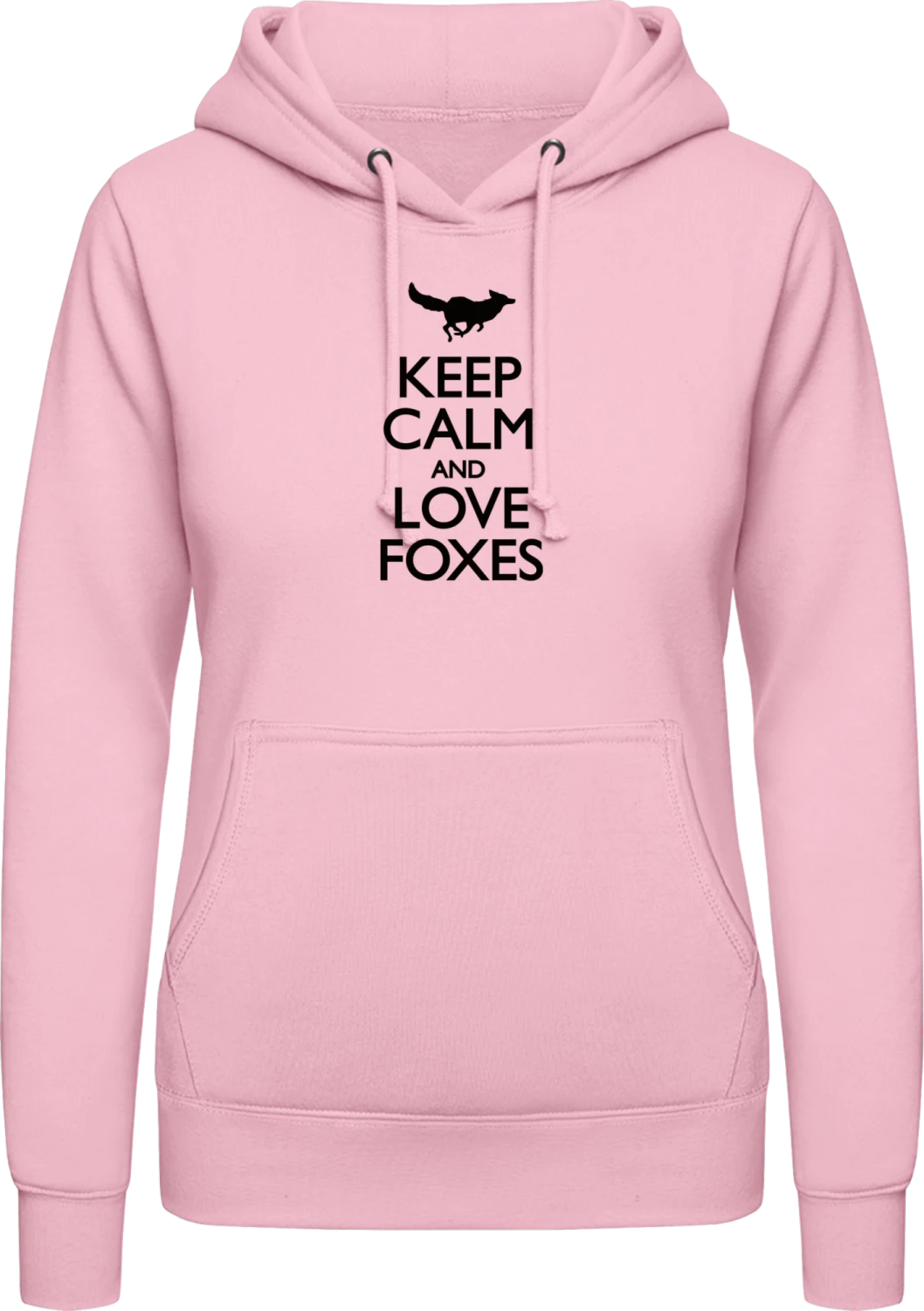 Keep Calm And Love Foxes - Baby pink AWDis ladies hoodie - Front