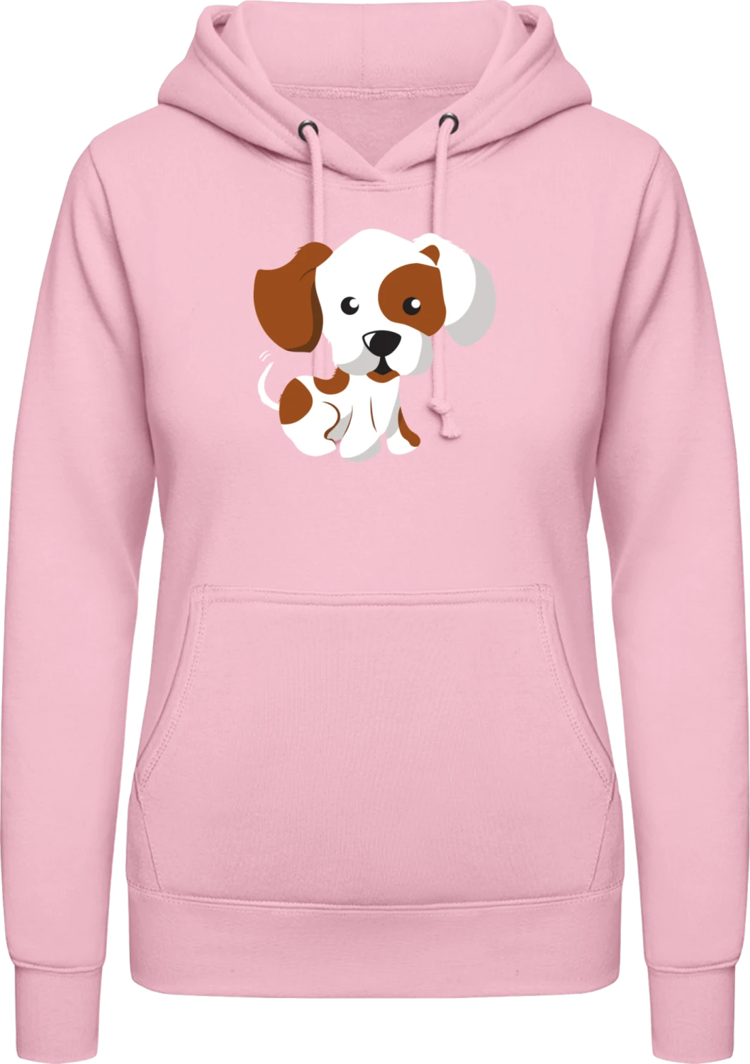 Little Dog Illustration - Baby pink AWDis ladies hoodie - Front