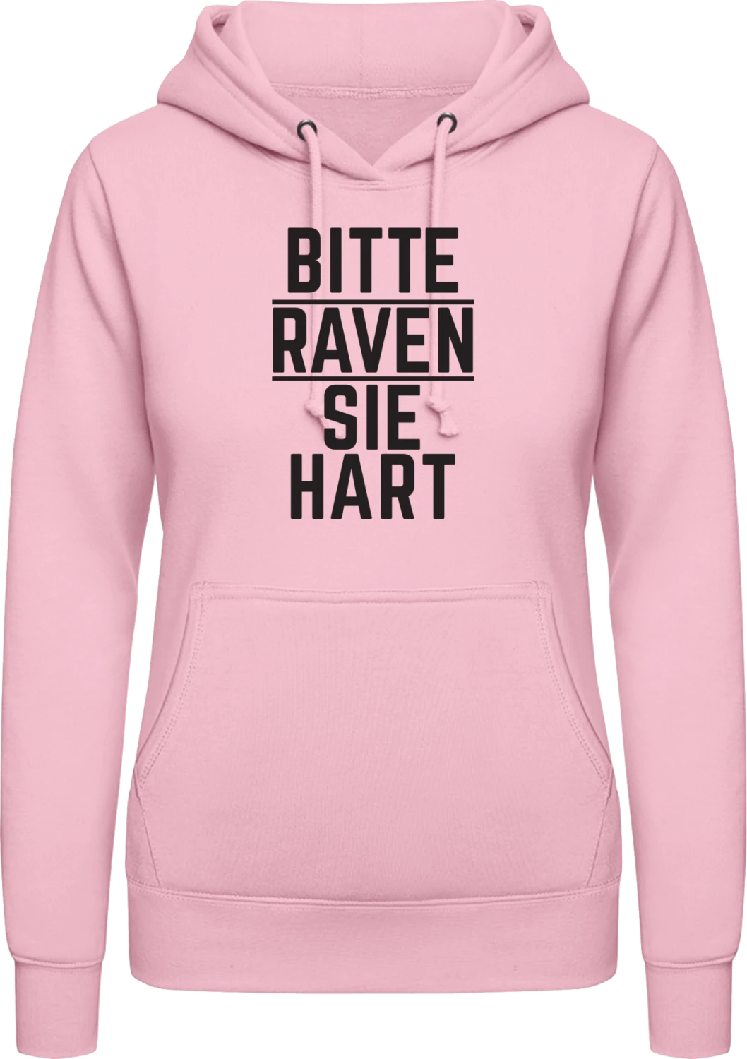 Bitte raven Sie hart - Baby pink AWDis ladies hoodie - Front